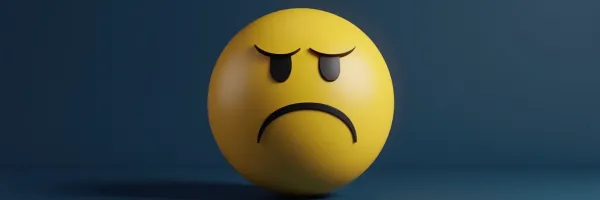 Deadpan unamused 3D emoji with half-lidded eyes on deep blue background