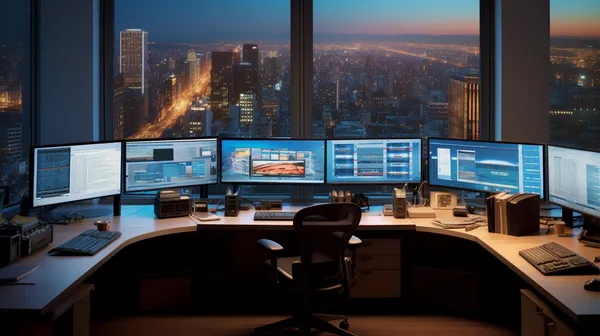 Organised desk with software licensing documentation